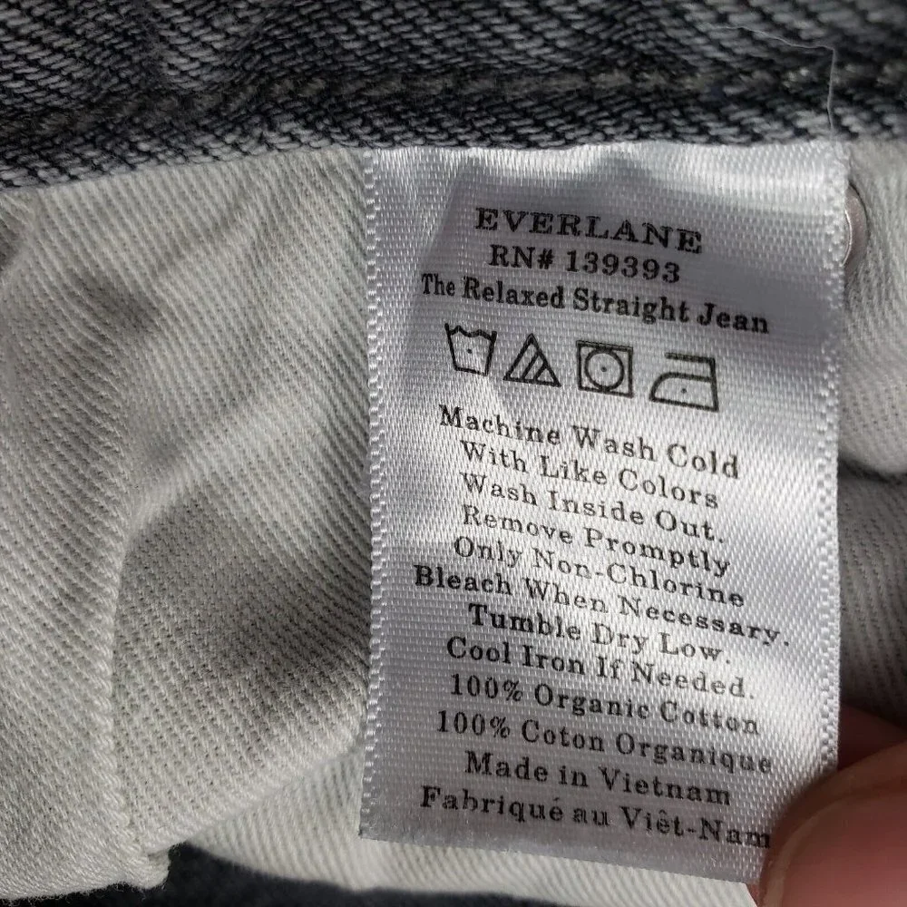 Everlane Relaxed Straight Leg Jean Womens 29 Long Gray Organic Cotton Button Fly